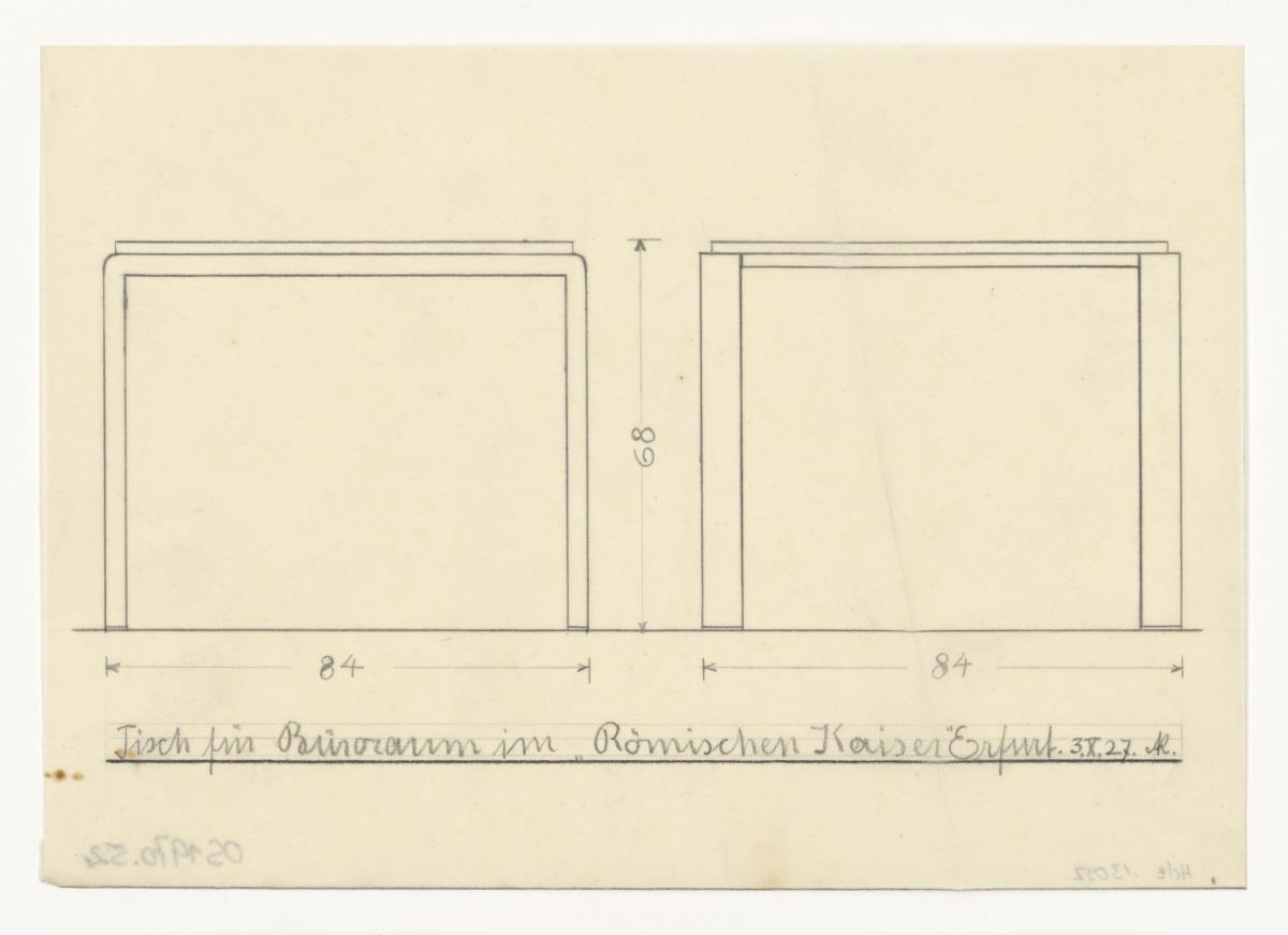 Büromöbel, Tisch Büroraum, Seitenansichten, Auftrag Herzberg (Möbelentwürfe, Tische)