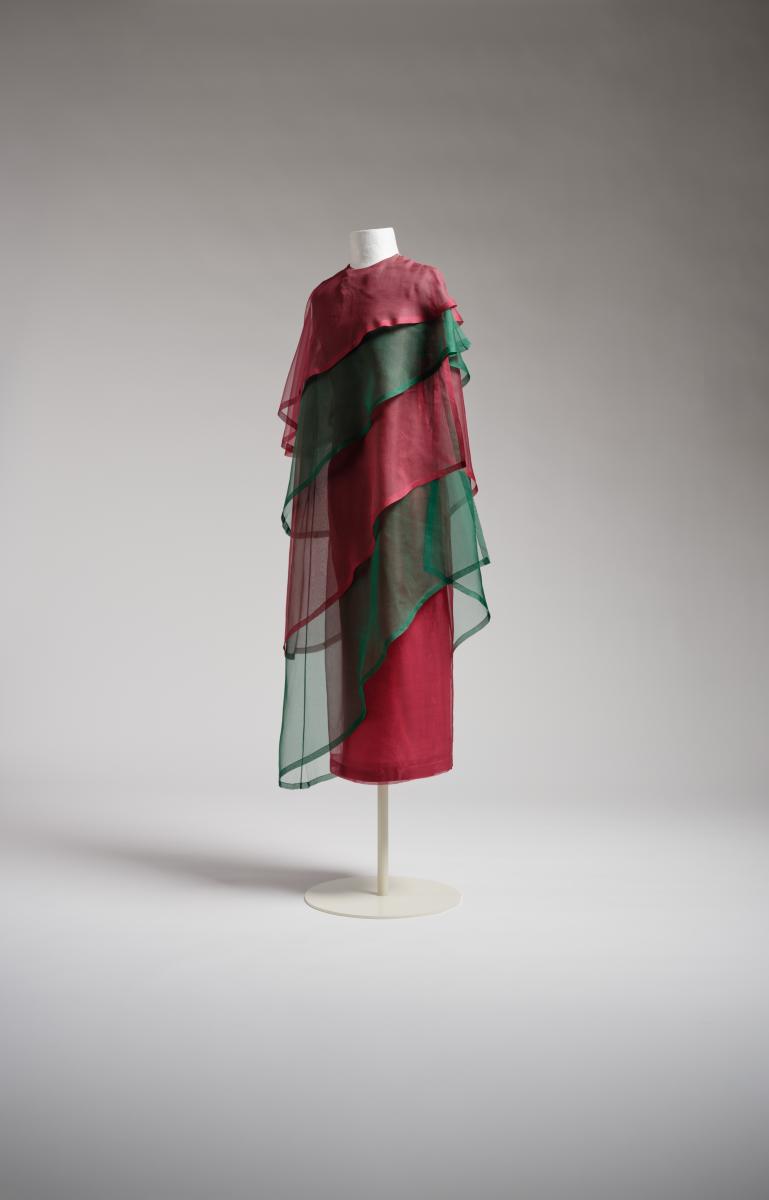 Rotgrünes Abendkleid aus Organza