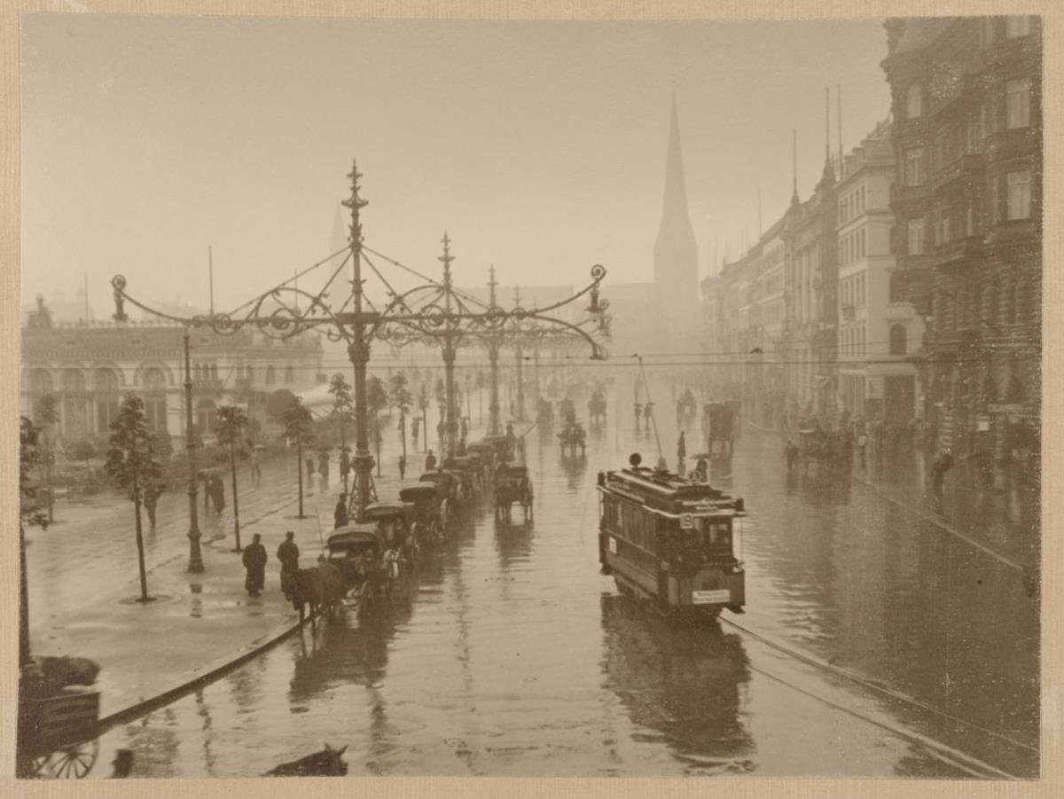 Jungfernstieg bei Regenwetter (aus dem Album "Hamburg: Land und Leute der Niederelbe", Nachträge)