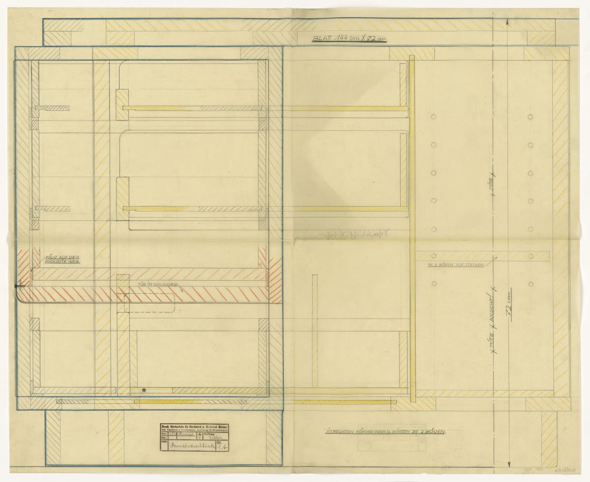 Schreibtisch, Grundriss, Auftrag Sieler (Möbelentwürfe, Schreibtische)
