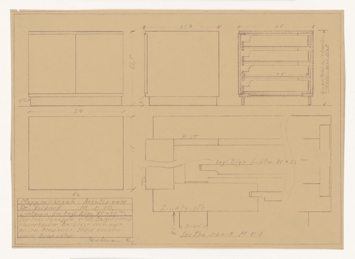Mappenschrank, Auftrag Volkard (Möbelentwürfe, Körpermöbel, Schränke)