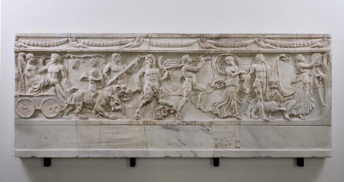 Loculusplatte (Verschluβplatte einer Grabstätte) mit dionysischer Pompa