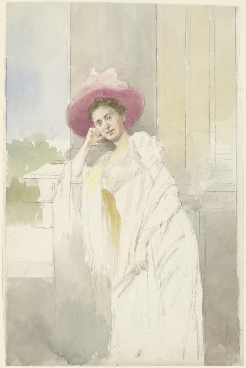 Frau in Sommerkleid mit Hut