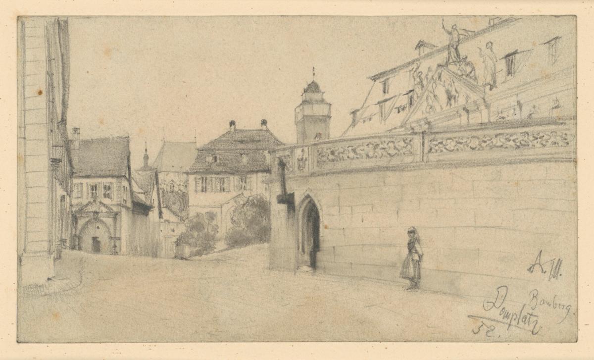 Bamberg. Domplatz zwischen Domplatz 1 und Domkranz gegen Süden