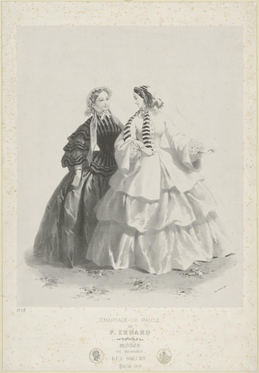 Chapeau de Paille de P. Erhard, Modes de Mesdames, Kux Soeurs, Paris: zwei Damen in Besuchstoiletten