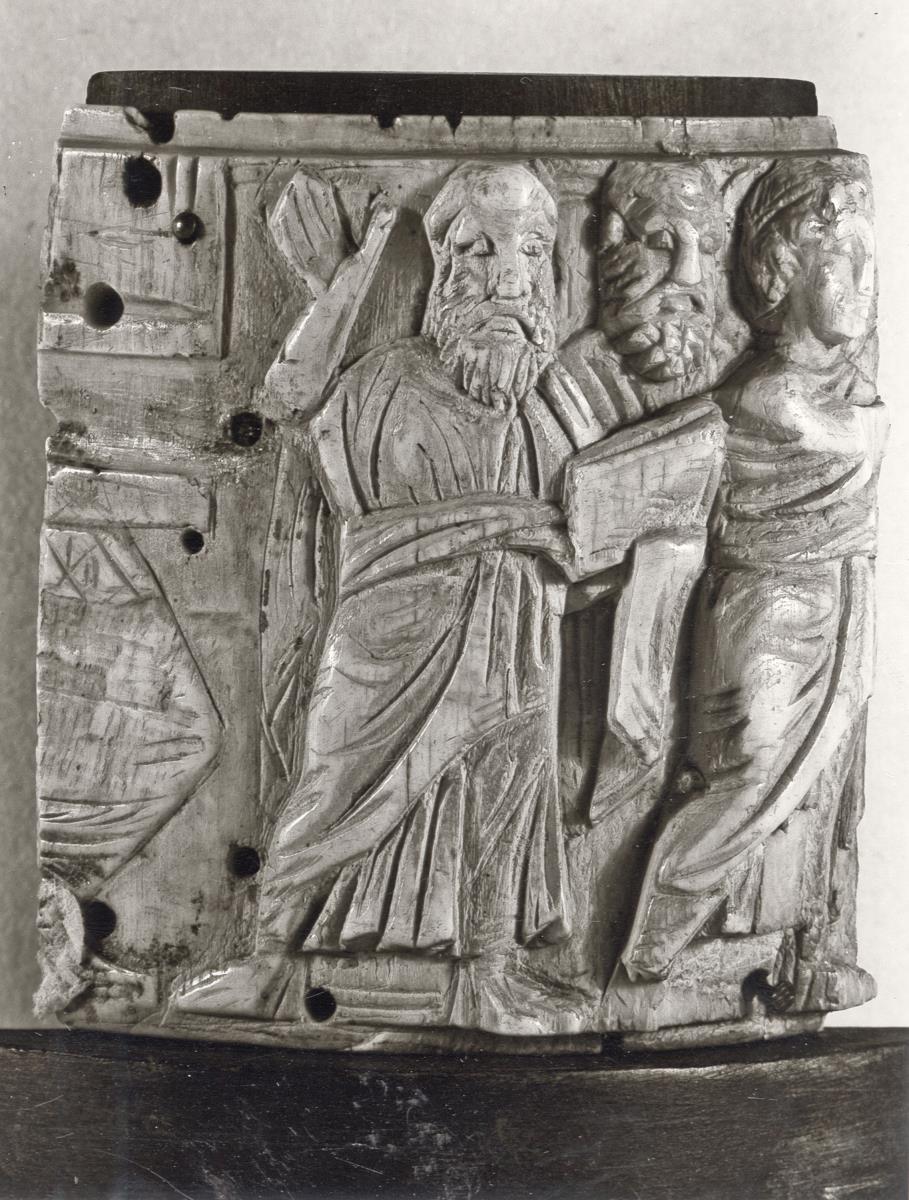 Fragment einer Pyxis mit Wunderszenen Christi