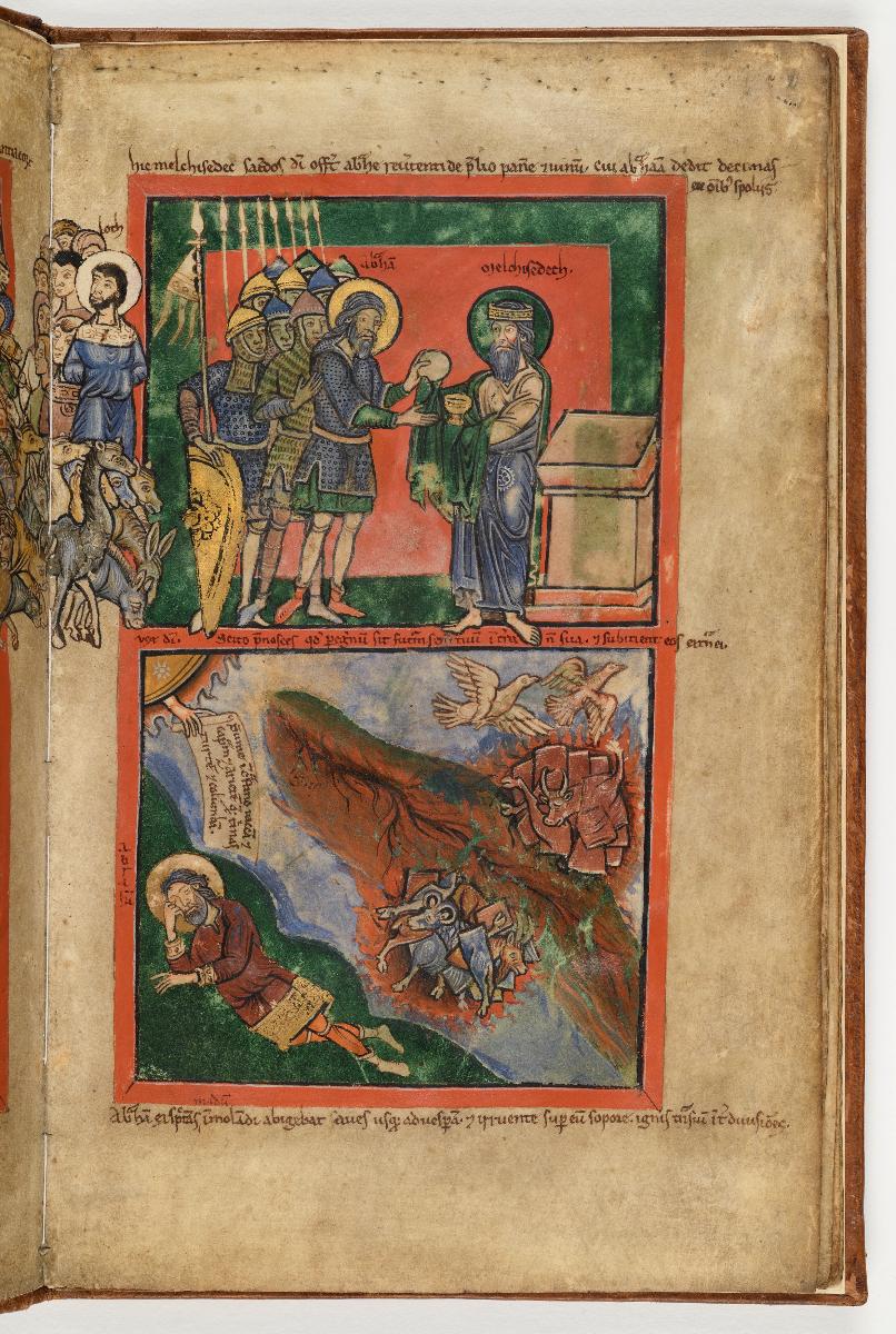 Fragment eines Psalteriums, Bl. 2 recto - Abraham und Melchisedek, Abrahams Traum und Verheißung