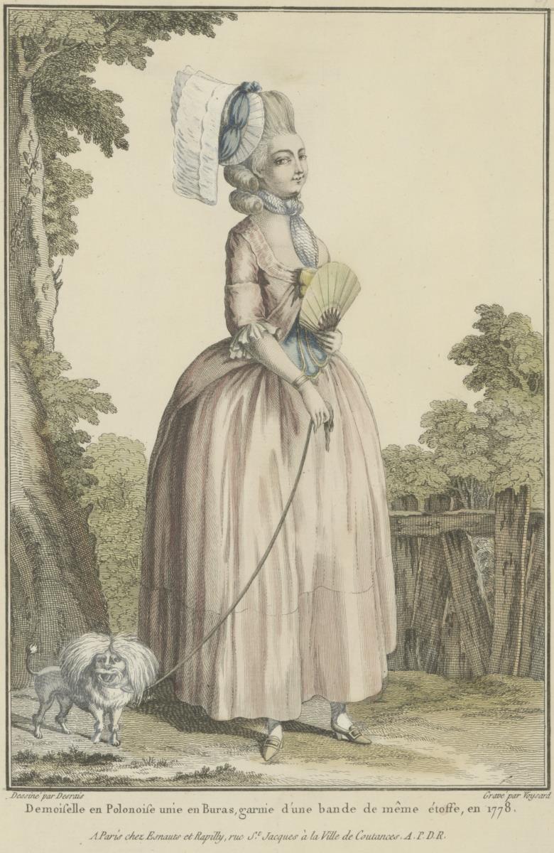 Gallerie des Modes et du Costume Français: Demoiselle en Polonaise unie en Buras. M.71
