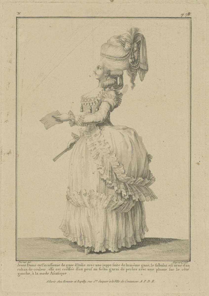 Gallerie des Modes et du Costume Français: Jeune Dame en Circassienne de gaze d'Italie. N.77