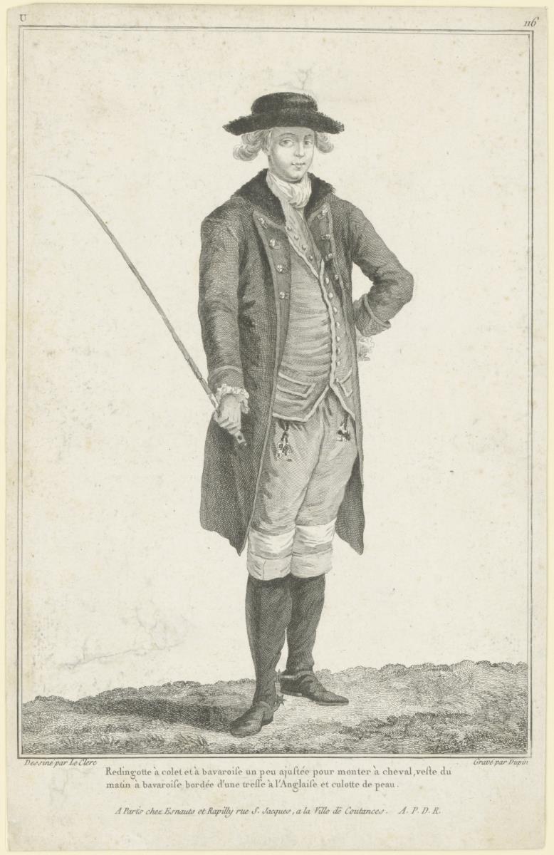 Gallerie des Modes et du Costume Français: Redingote à colet. U.116