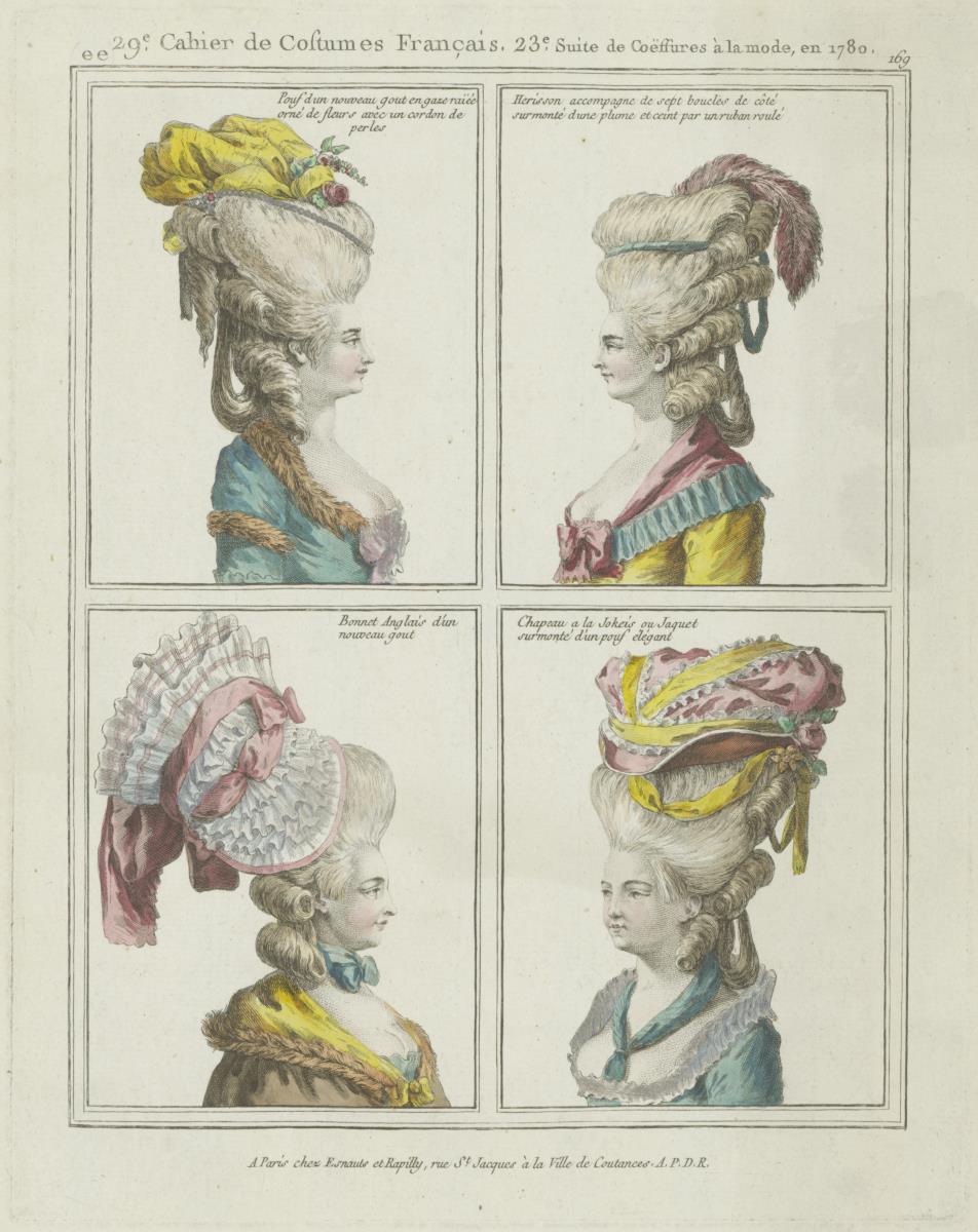 Gallerie des Modes et du Costume Français: Pouf d'un nouveau gout, Herisson, Bonnet Anglais. ee.169