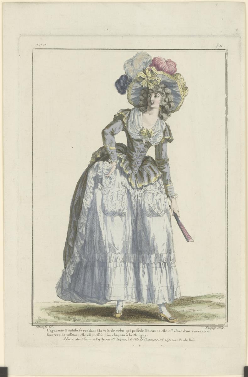 Gallerie des Modes et du Costume Français: L'agacante Eriphile se rendant à la voix de celui qui possede son coeur. eee.311