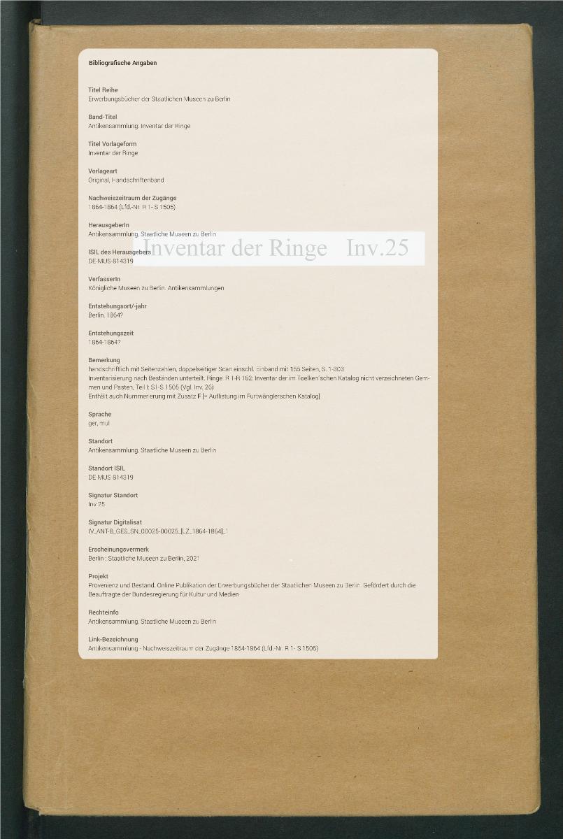 Inventar der Ringe