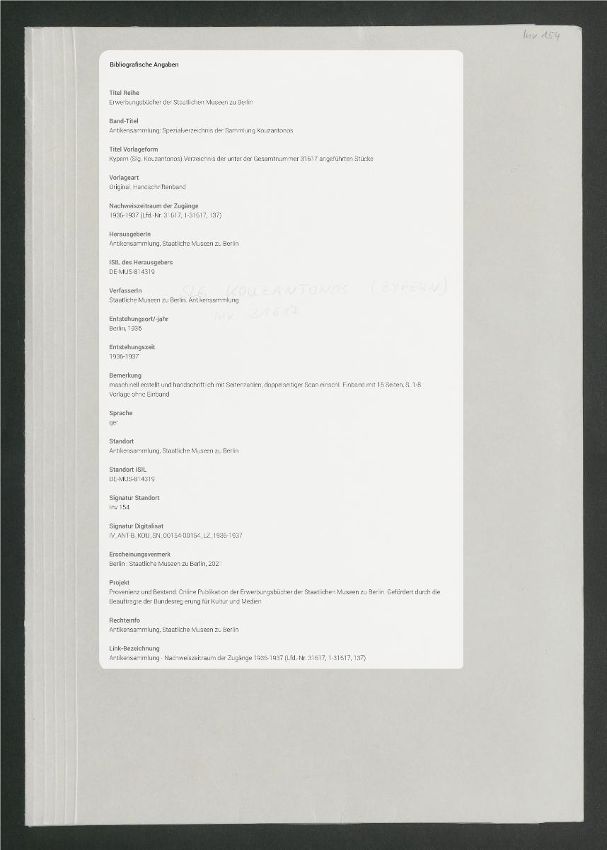 Kypern (Slg. Kouzantonos) Verzeichnis der unter der Gesamtnummer 31617 angeführten Stücke