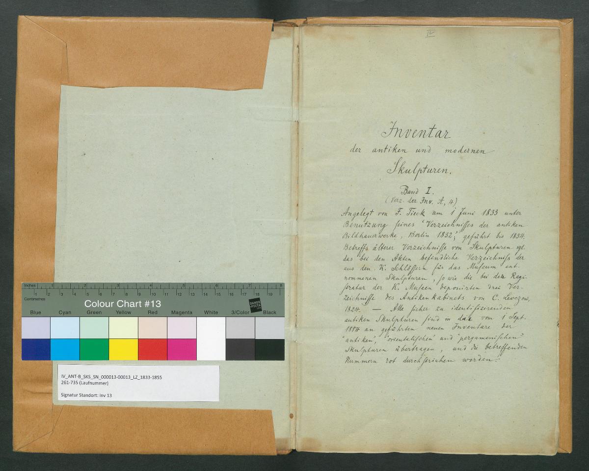 Inventar der antiken und modernen Skulpturen Erster Band - Geführt bis zum Jahr 1855 Inv.13