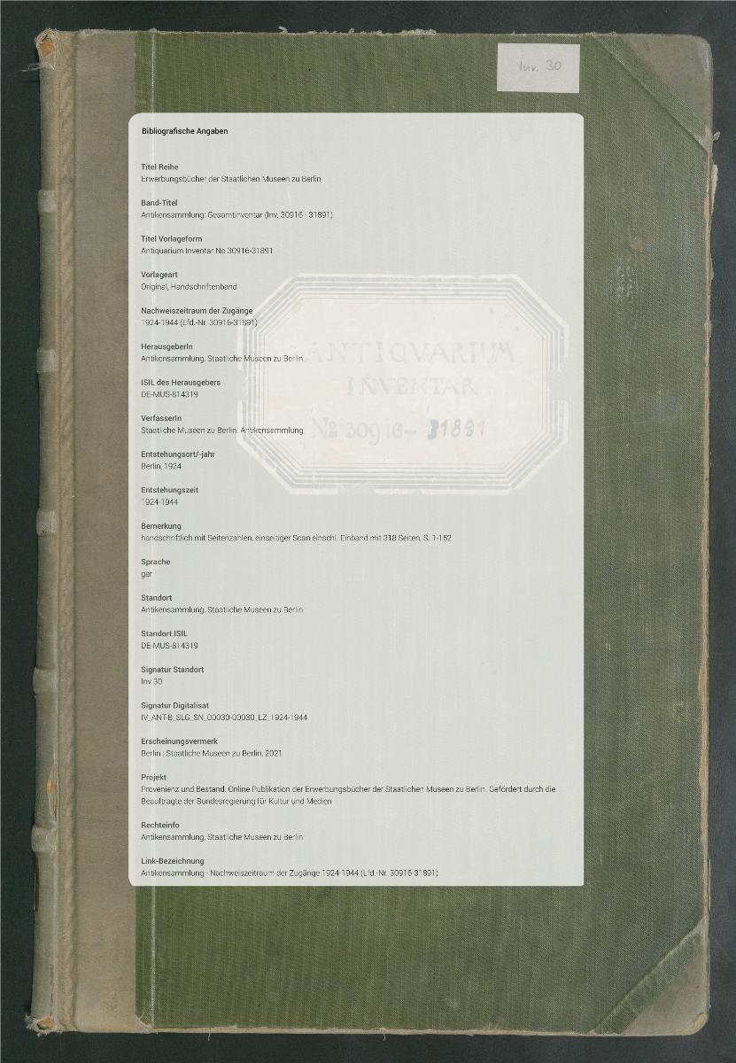 Antiquarium Inventar No 30916-31891