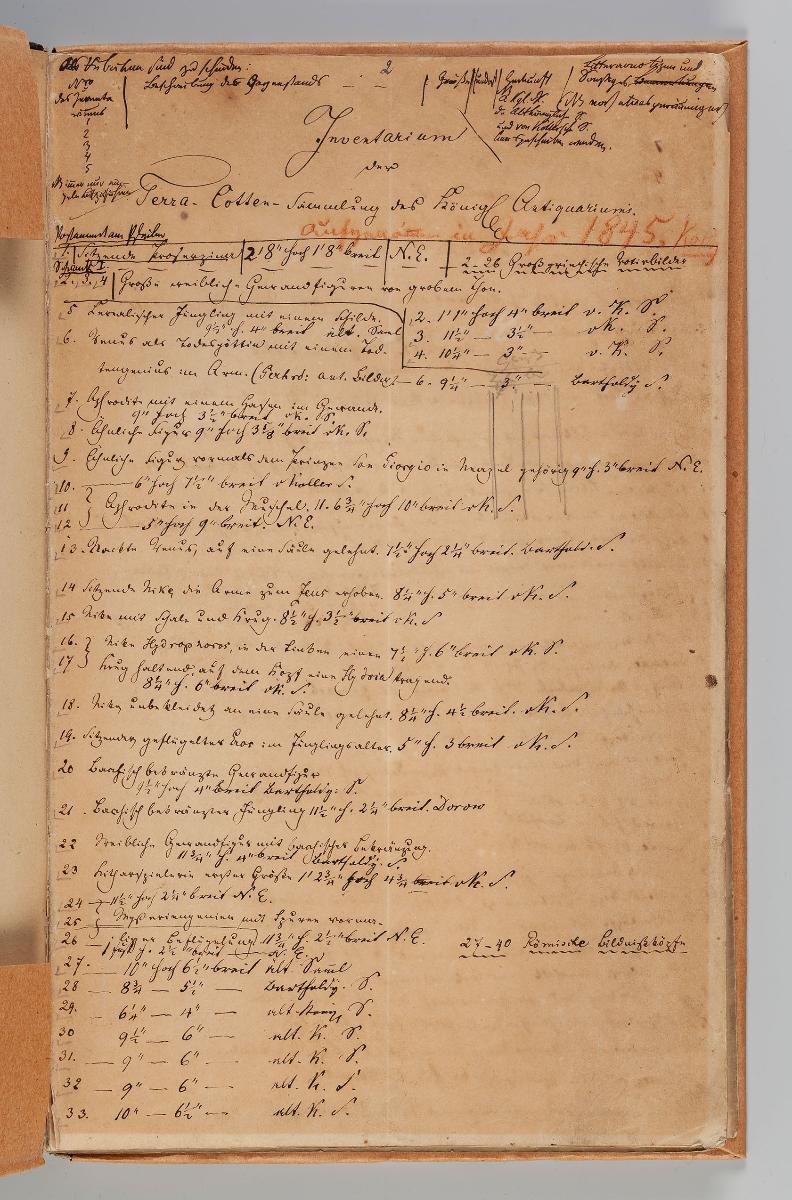 Inventar der Terracottensammlung März 1845