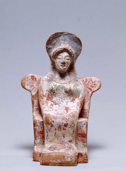 Attische Terrakotte: Thronende Athena