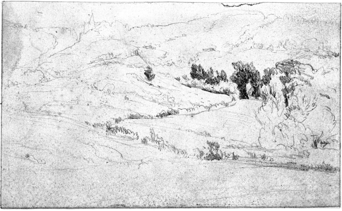 Berglandschaft bei Kassel, im Hintergrund der Herkules