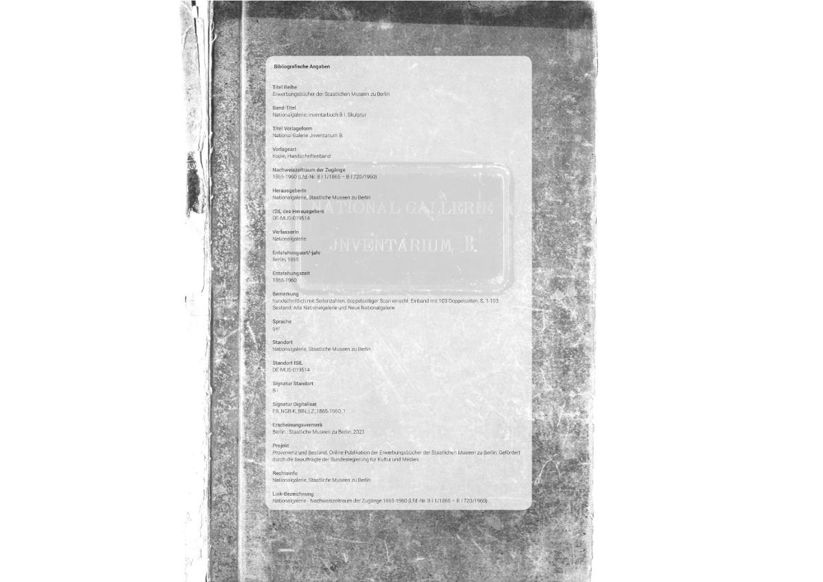 National Galerie Jnventarium B.