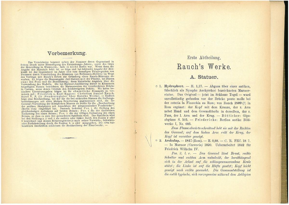 Das Rauch-Museum zu Berlin. Verzeichnis seiner Sammlungen nebst geschichtlichem Vorbericht und Lebensabriss Rauch's, von Karl Eggers. 3., vervollständigte Ausgabe. Berlin: F. Fontane & Co., 1892