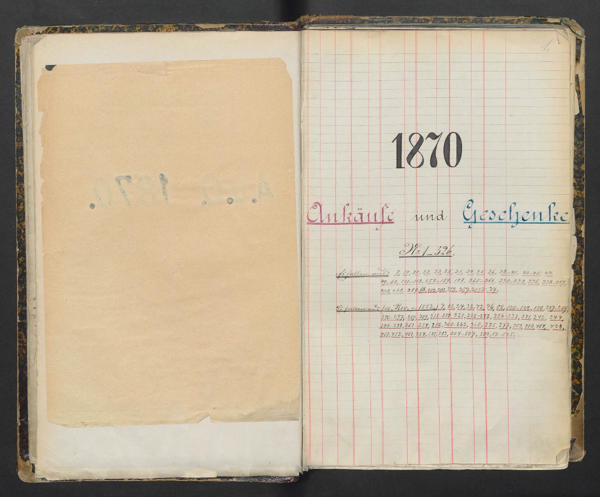 1870 Ankäufe und Geschenke N° 1-526