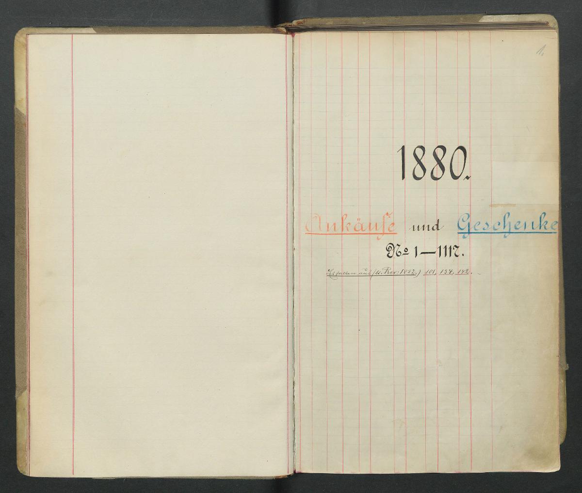 1880 Ankäufe und Geschenke N° 1-1117.
