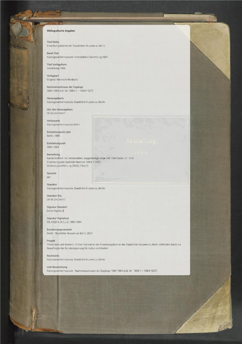 Sammlung 1884