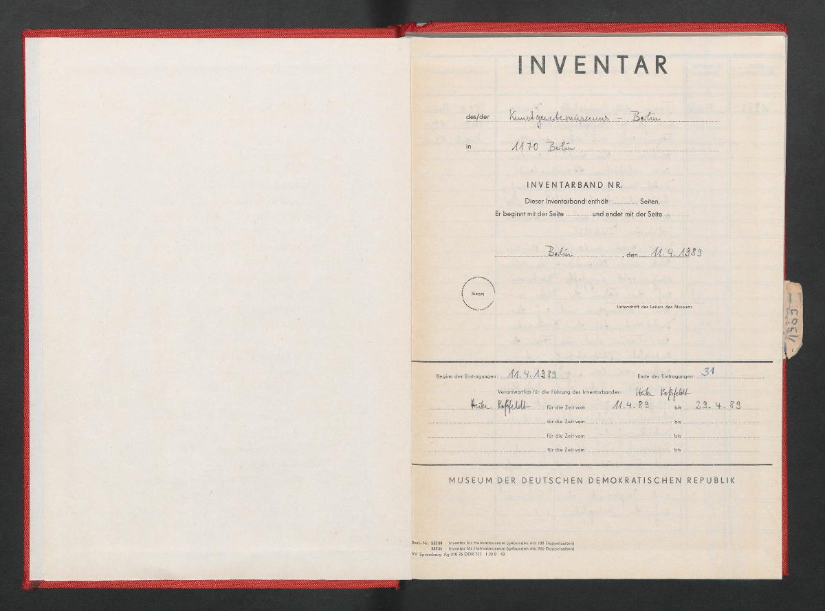 Inventar des Kunstgewerbemuseums - Berlin in 1170 Berlin [1988 II-1989]
