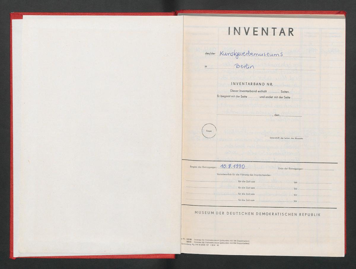 Inventar des Kunstgewerbemuseums - Berlin [1990]