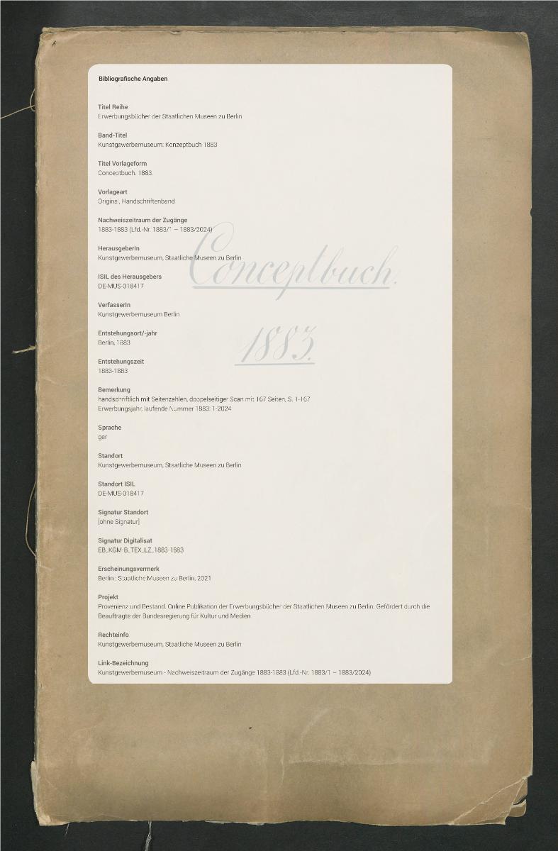 Conceptbuch. 1883.