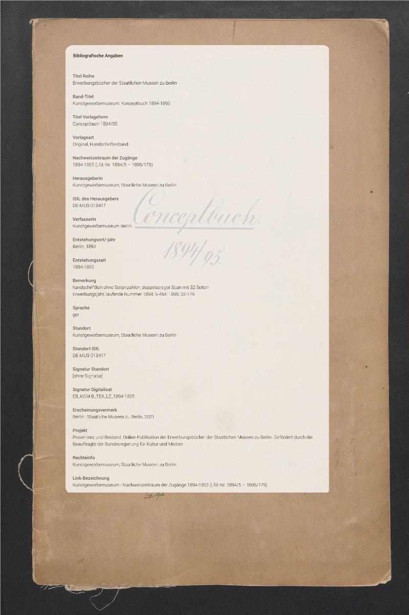 Conceptbuch 1894/95