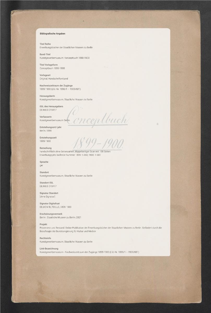 Conceptbuch 1899-1900