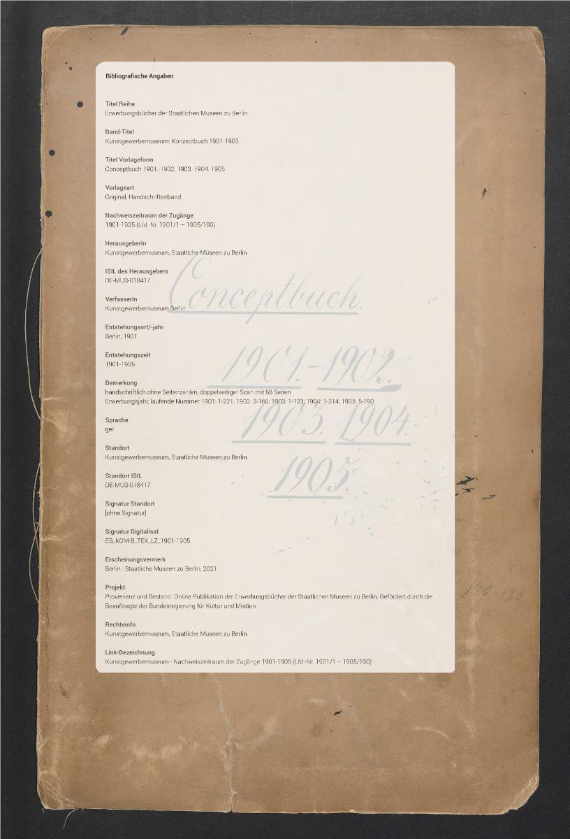 Conceptbuch 1901.-1902. 1903. 1904. 1905