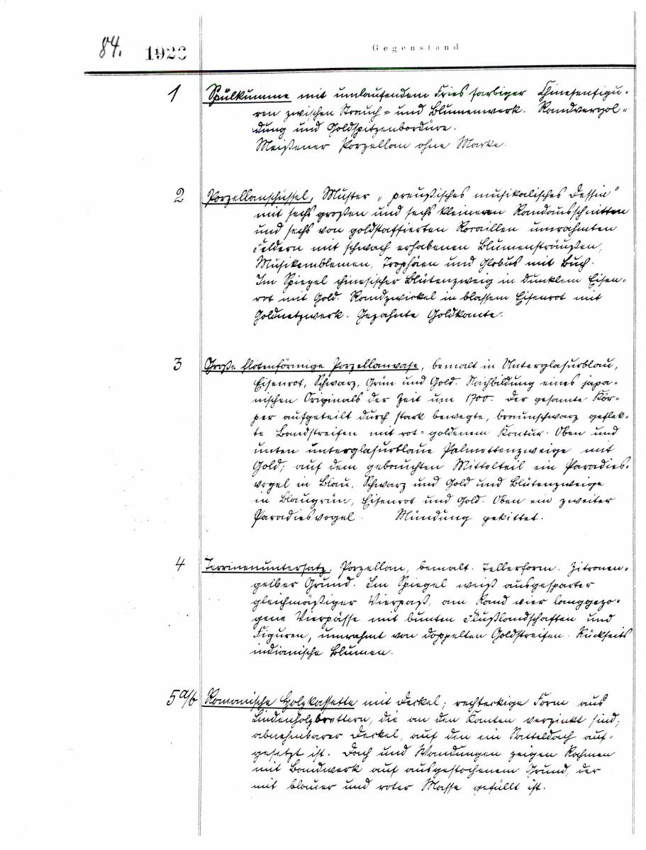 Inventarbuch Sammlung 1926-1927 [= Schlossmuseum Sammlung Liste der Ankäufe und Geschenke 1926]