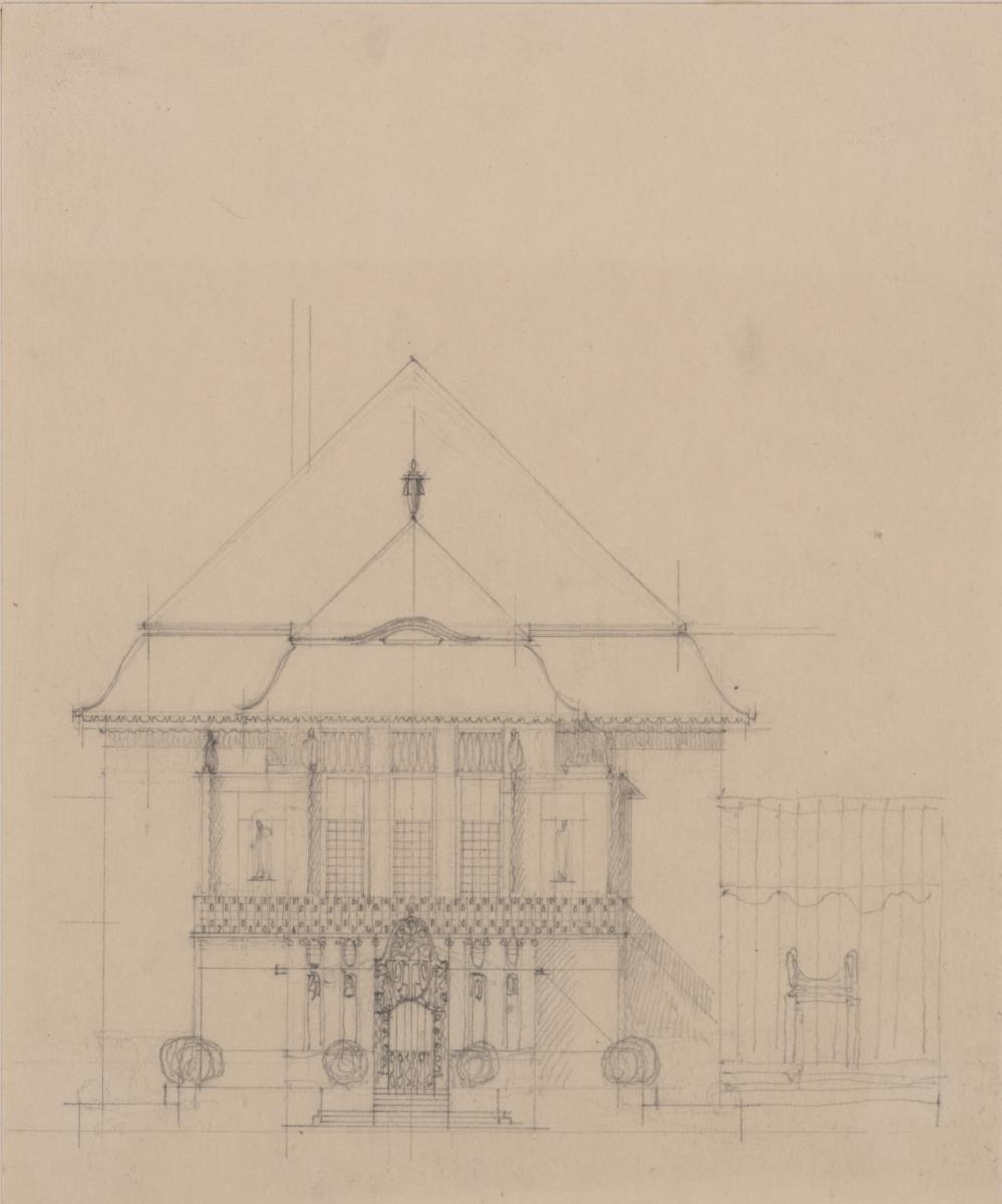 Strassburg, Projekt Villa Schwazmann, Aufriss der Nordwestfassade