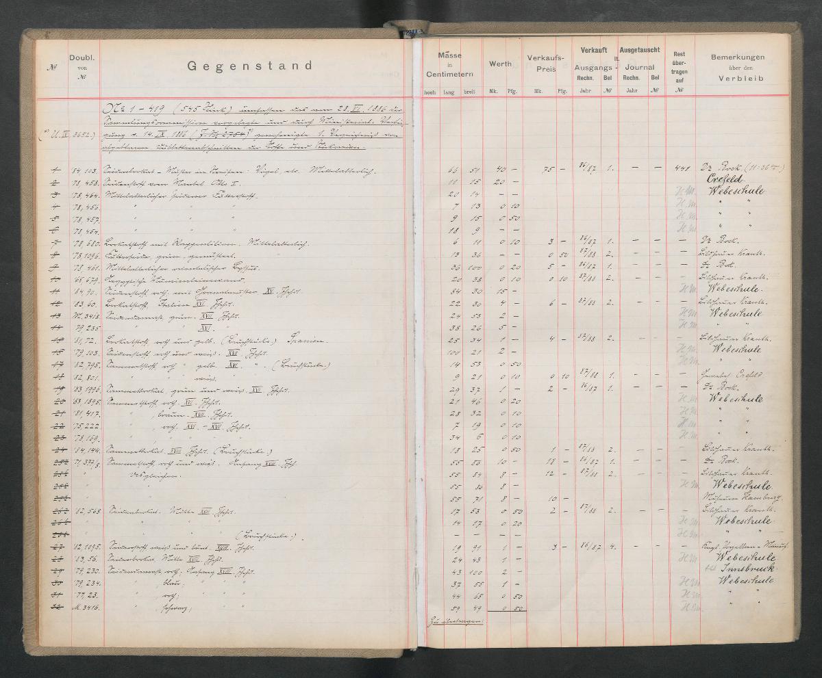 Stoff-Sammlung Verzeichnis von abgebbaren Dubletten