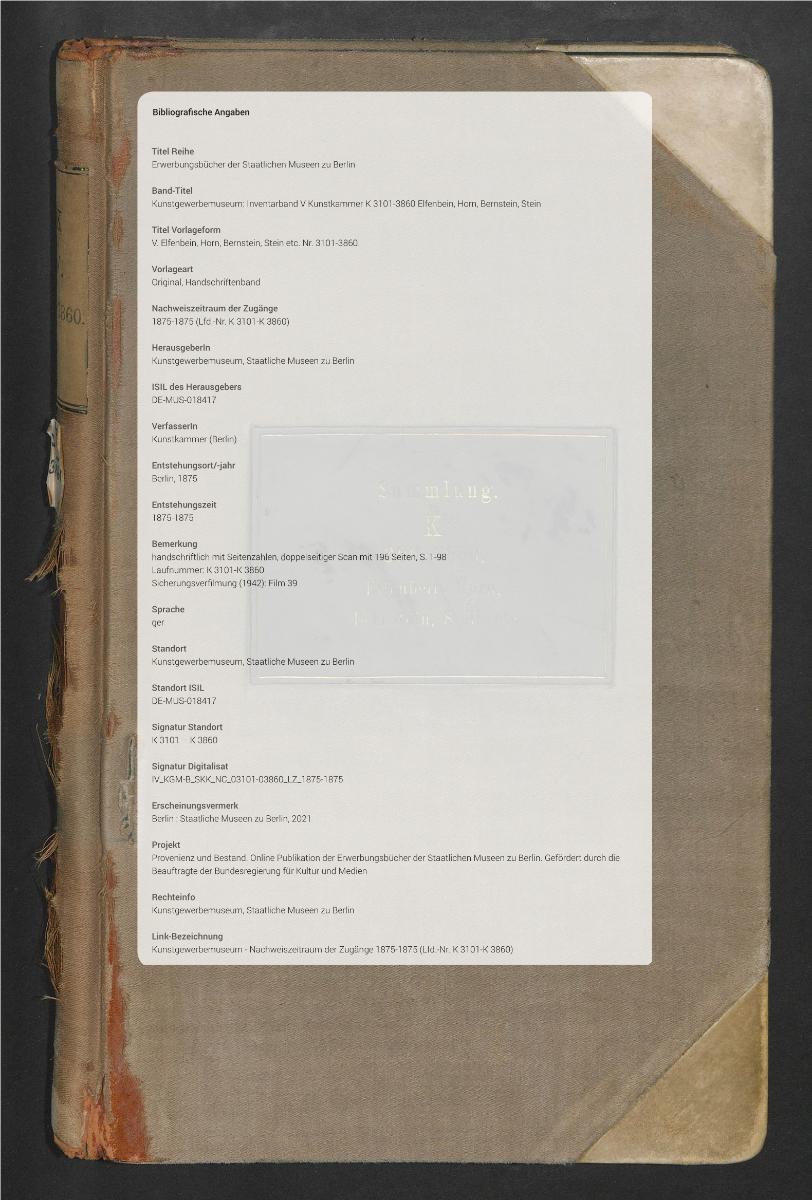 V. Elfenbein, Horn, Bernstein, Stein etc. Nr. 3101-3860.