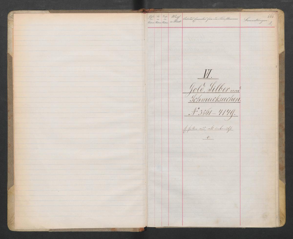 VI. Gold, Silber und Schmucksachen. Nr. 3861 - 4149