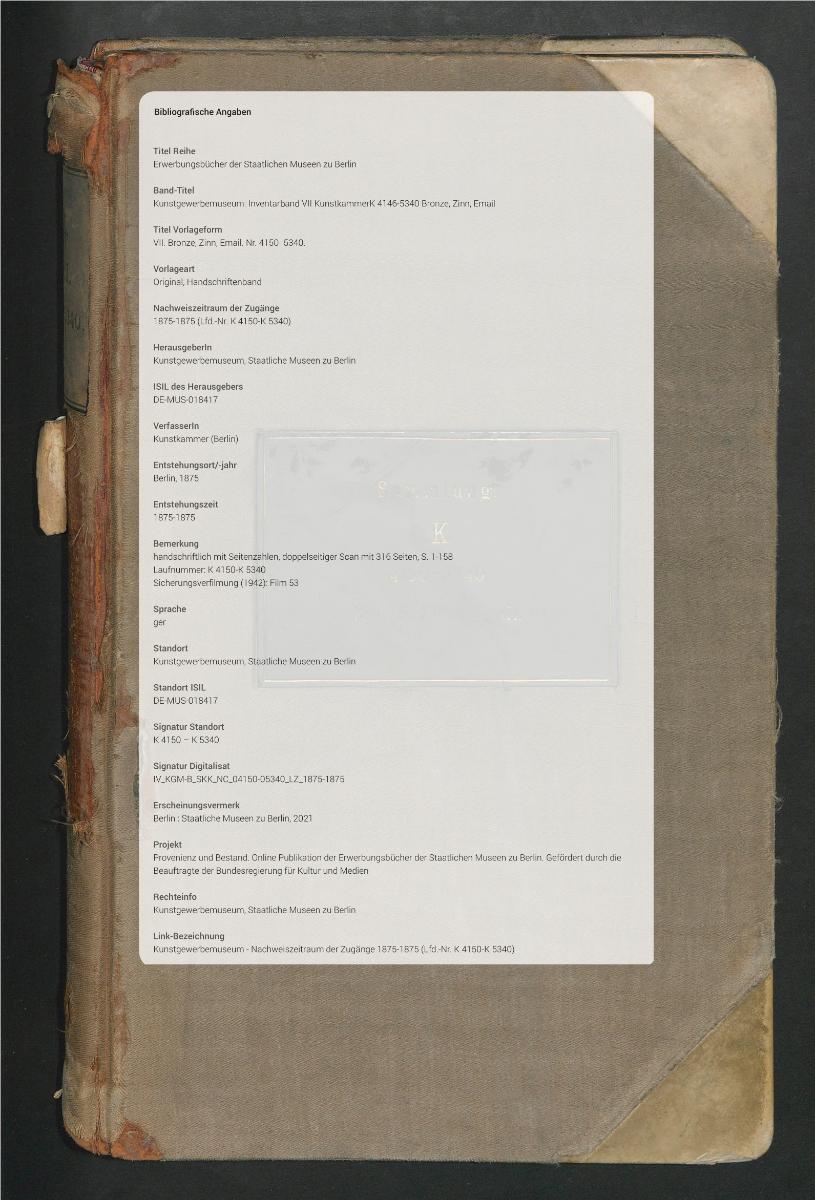 VII. Bronze, Zinn, Email. Nr. 4150- 5340.