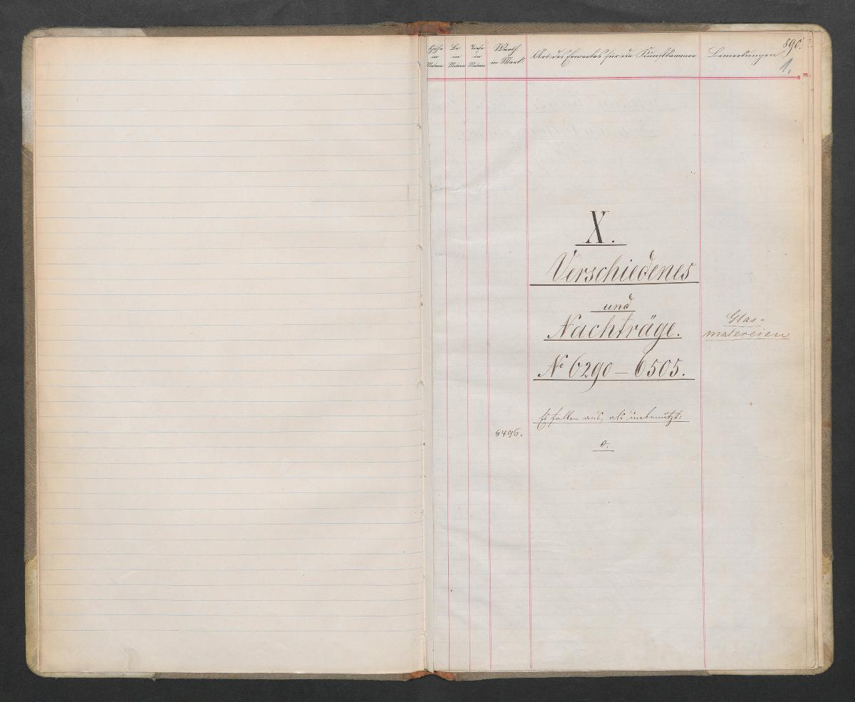 X. Verschiedenes und Nachträge. Nr. 6290 - 6505