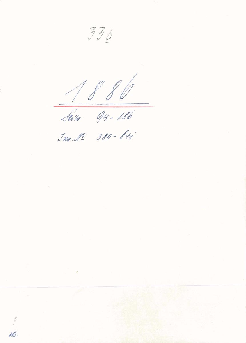 33b 1886 Seite 94-186 Inv.Nr. 380-841 ? v.B. [= Erwerbungsjahr 1886: 380-841 aus Inventarbuch Sammlung 1886]