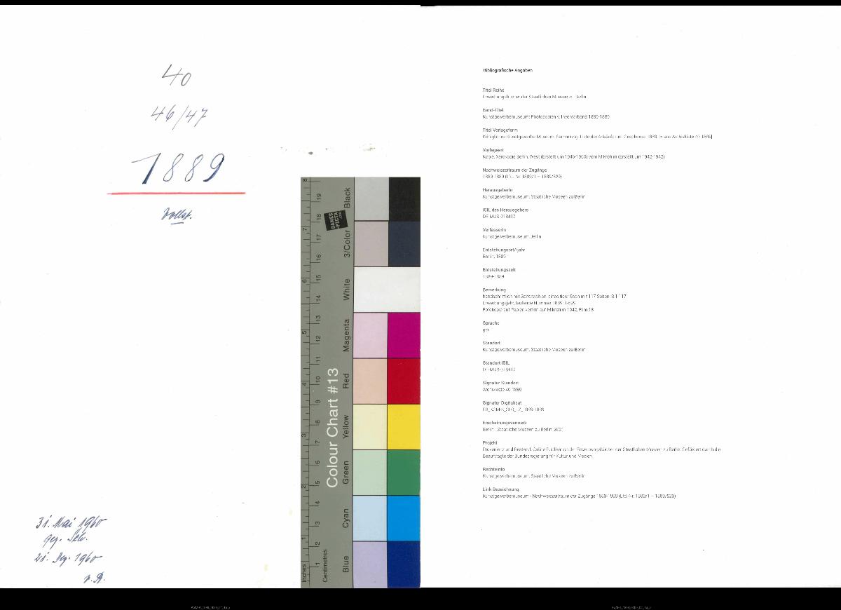 Königliches Kunstgewerbe-Museum. Sammlung. Liste der Ankäufe und Geschenke 1889.