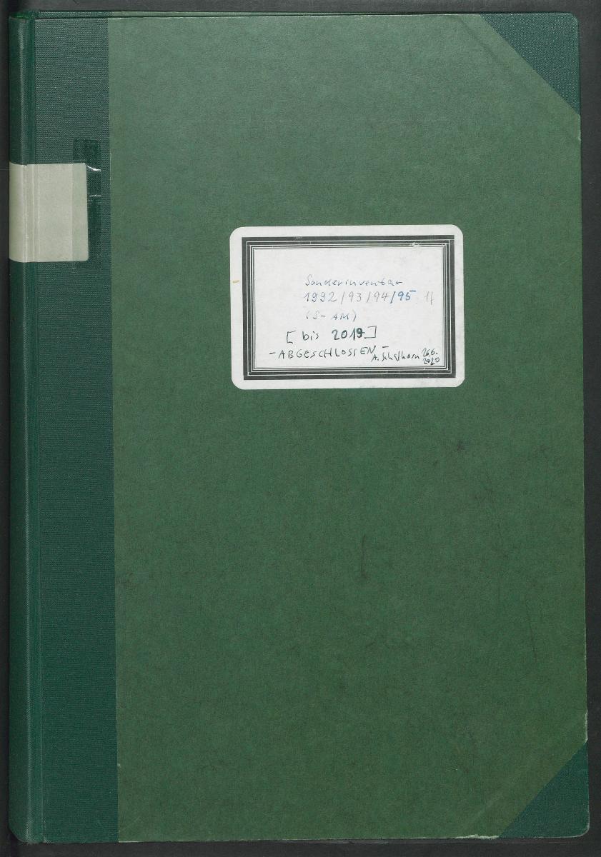 Sonderinventar 1992/ 93/ 94/ 95 ff. (S-AM) [bis 2019] -Abgeschlossen- A. Schalhorn 26.6.2020