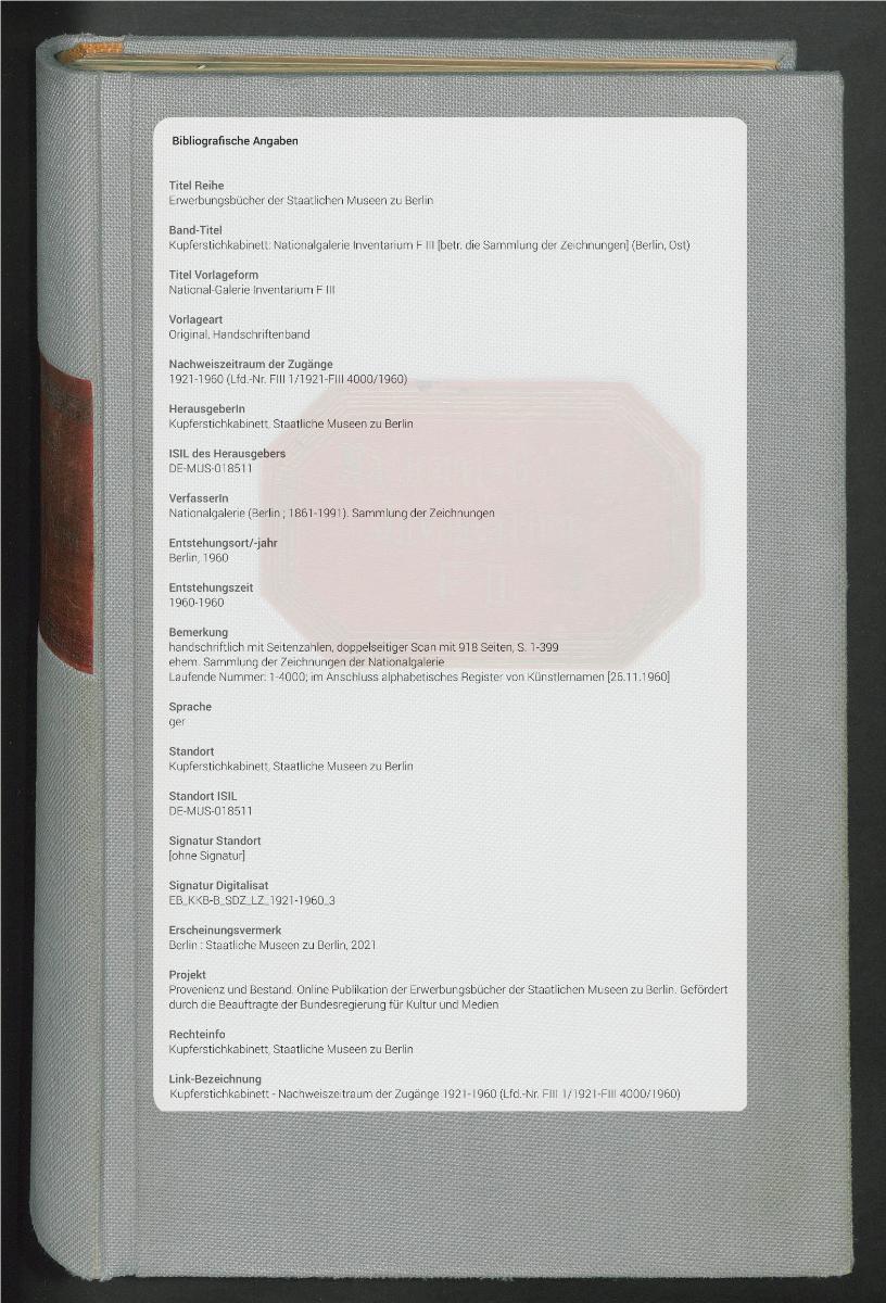 National-Galerie Inventarium F III