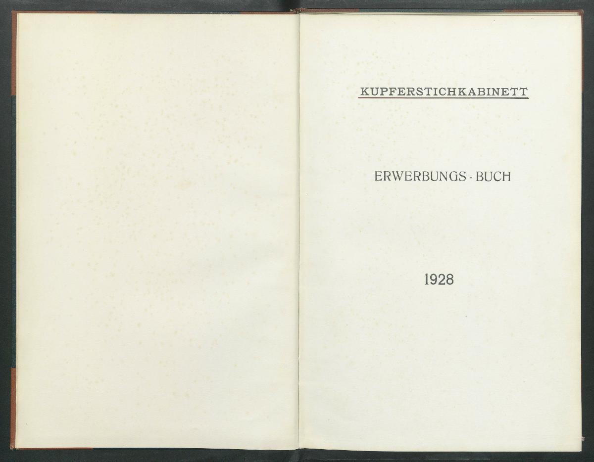 Kupferstichkabinett Erwerbungs- Buch 1928
