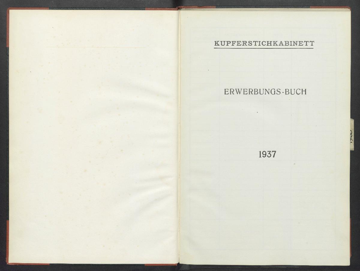 Kupferstichkabinett Erwerbungs- Buch 1937-1938