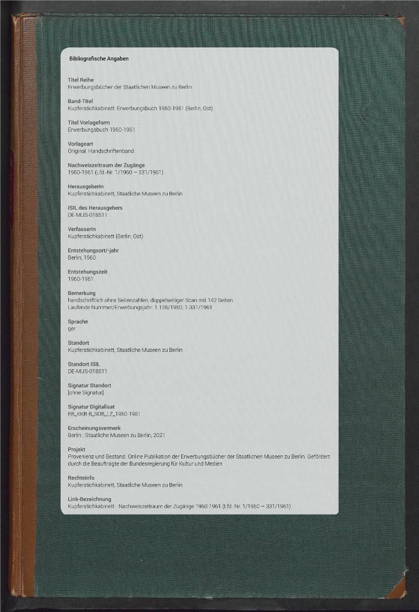 Erwerbungsbuch 1960-1961