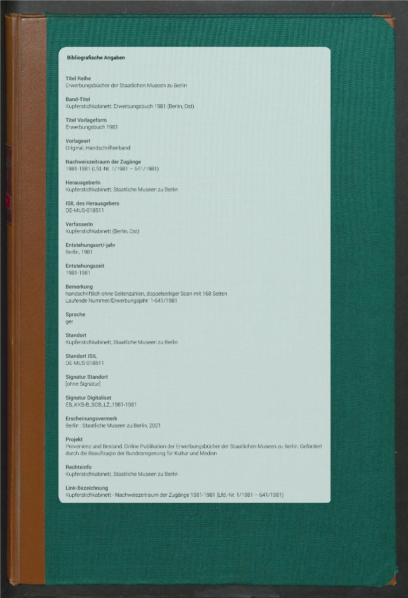 Erwerbungsbuch 1981