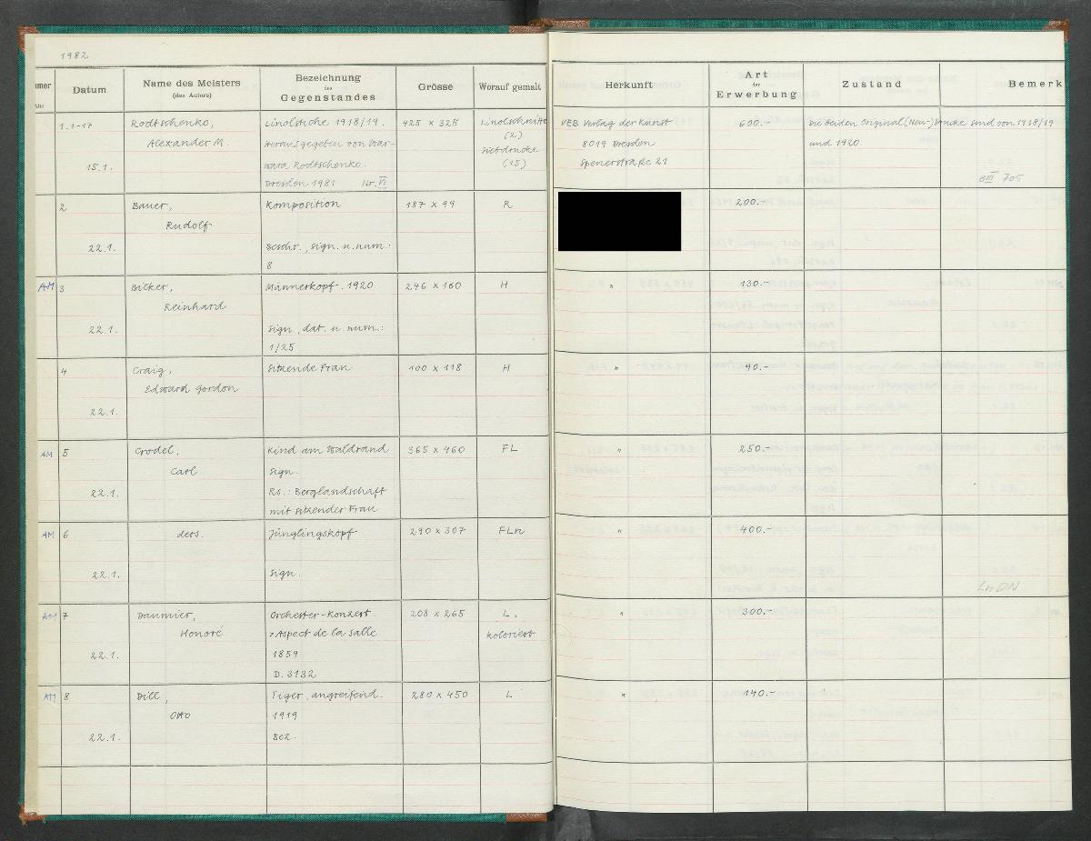 Erwerbungsbuch 1982-1984